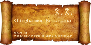 Klinghammer Krisztina névjegykártya
